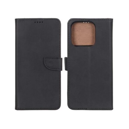 کیف چرمی موبایل مگنتی Xiaomi Redmi 12C / Redmi 11A / Poco C55 - مشکی