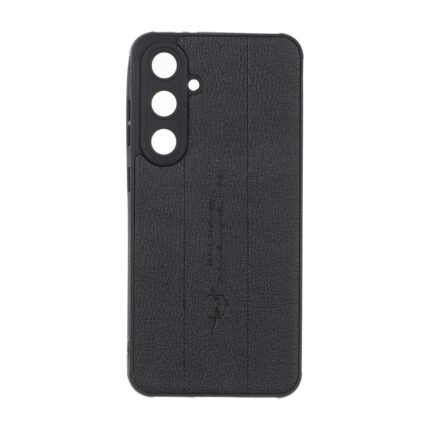 قاب چرمی Text طرح دوخت محافظ لنزدار Samsung Galaxy S24 FE - مشکی