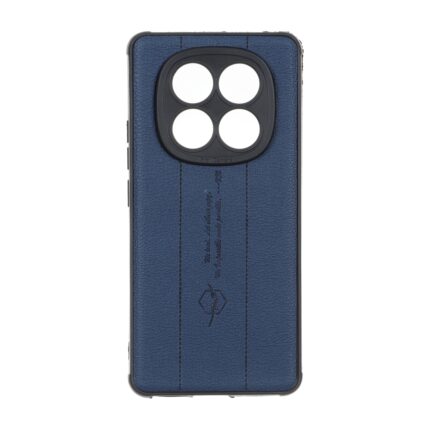 قاب چرمی Text طرح دوخت محافظ لنزدار Xiaomi Redmi Note 14 Pro 4G - سرمه ای