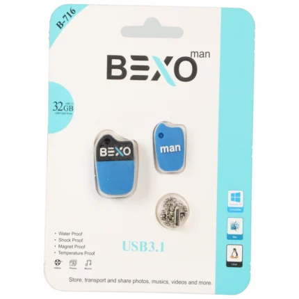 فلش مموری BEXO USB3.1 مدل B-716 ظرفیت 32GB - آبی کاربنی (گارانتی داده پردازی آواتک)