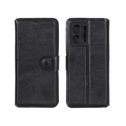کیف موبایل چرمی مگنتی محافظ لنزدار Xiaomi Redmi Note 12 4G - مشکی