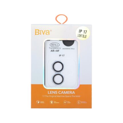محافظ لنز رینگی اورجینال Biva شابلون دار AR AF مدل Apple iPhone 17 - آبی روشن (پک دار)
