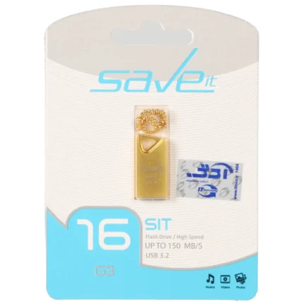 Save it Sit USB3.2 Flash Memory - 16GB طلایی (گارانتی مادام العمر آی تین)