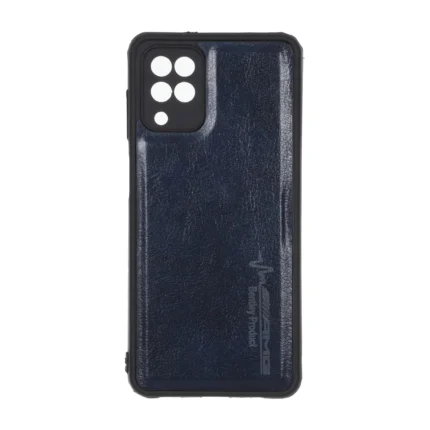 قاب طرح چرم AMG محافظ لنزدار Samsung Galaxy A12 / M12 / F12 - سرمه ای
