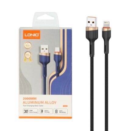 کابل شارژ فست 2 متری آیفون LDNIO مدل LS642 - مشکی (اصلی)