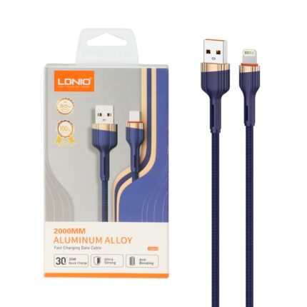 کابل شارژ فست 2 متری آیفون LDNIO مدل LS642 - سرمه ای (اصلی)