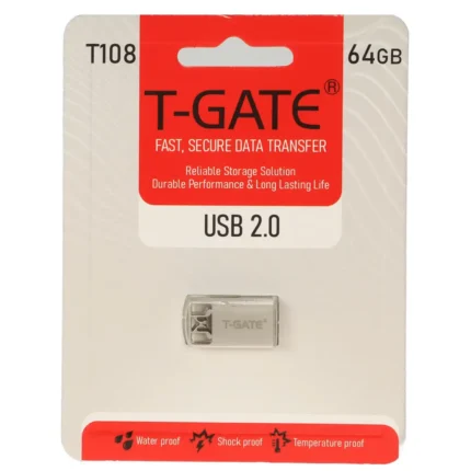 فلش مموری T-GATE USB2.0 مدل T108 ظرفیت 64GB - نقره ای (گارانتی آسان سرویس)