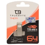 TRUEBYTE THETA USB Type-C USB3.2 Flash Memory (150MB/S)- 64GB (گارانتی مادام العمر شرکت آی تین) نقره ای