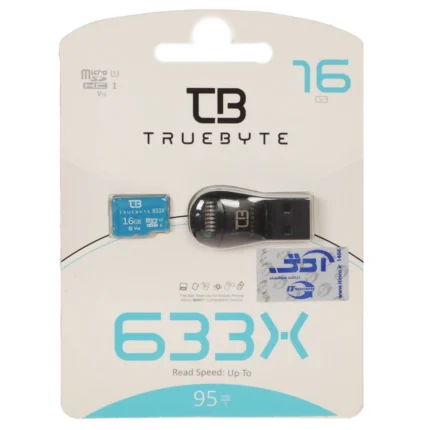 (گارانتی مادام العمر شرکت آی تین) TRUEBYTE microSDXC & Card Reader U1 Class 10 633X -95MB/s - 16GB