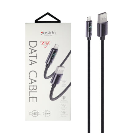 کابل شارژ فست 1.2 متری آیفون Yesido مدل CAI22L - مشکی (گارانتی 18 ماهه تعویض نیکان همراه)
