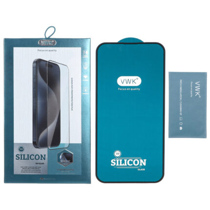 محافظ صفحه نمایش شیشه ای اورجینال VWK ایربگ سیلیکونی مدل Apple iPhone 14 Pro Max (پک دار)