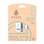کارت حافظه Queen tech MICROSDHC مدل 433X کلاس U1 / 10 سرعت 65MB/s ظرفیت 8GB به همراه آداپتور - مشکی سفید (گارانتی آی تین)