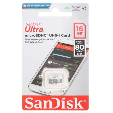 SanDisk Ultra microSDHC UHS-I (80MB/S- 533X)16GB (گارانتی سورین)