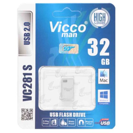 فلش مموری Vicco man USB2.0 مدل VC281 S ظرفیت 32GB - نقره ای (گارانتی مادام‌العمر رایانه نوین سگال)