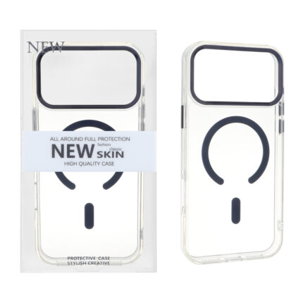 قاب اورجینال New Skin شفاف MagSafe پشت سخت لنز آلومینیومی Apple iPhone 17 Pro Max - سرمه ای (پک دار) - VIN