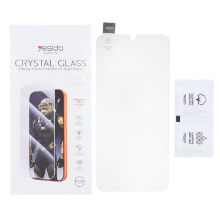 محافظ صفحه نمایش شیشه ای اورجینال بدون حاشیه Crystal Glass Yesido TG33 مدل Xiaomi Redmi 14C / Poco C75 / Poco C71 / Redmi A5 / Redmi A3 Pro / Redmi A4 (پک دار)