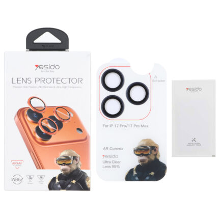 محافظ لنز رینگی اورجینال Yesido WB62 شابلون دار Apple iPhone 17 Pro Max / iPhone 17 Pro - سرمه ای (پک دار)