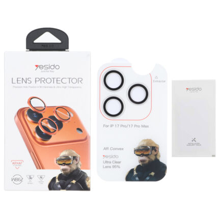محافظ لنز رینگی اورجینال Yesido WB62 شابلون دار Apple iPhone 17 Pro Max / iPhone 17 Pro - نقره ای (پک دار)