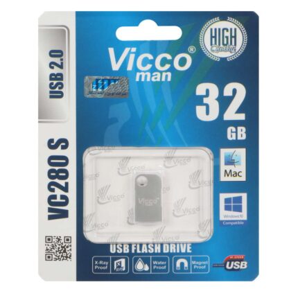 فلش مموری Vicco man USB2.0 مدل VC280 S ظرفیت 32GB - نقره ای (گارانتی مادام‌العمر رایانه نوین سگال)
