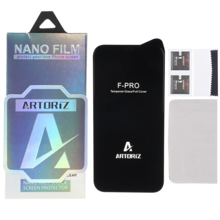 محافظ صفحه نمایش شیشه ای اورجینال Full Cover Artoriz مدل Apple iPhone 12 Pro Max (پک دار)