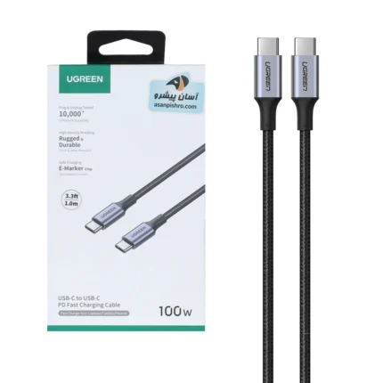 کابل شارژ PD و فست UGREEN Type-C To Type-C مدل 70427 100W - مشکی