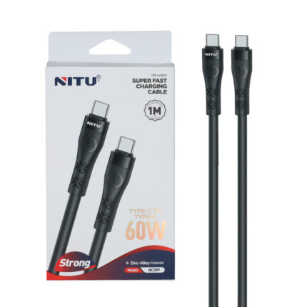 کابل شارژ فست Nitu Type-C To Type-C مدل NC399 60W - مشکی (گارانتی 12 ماهه تعویض نیکان همراه)