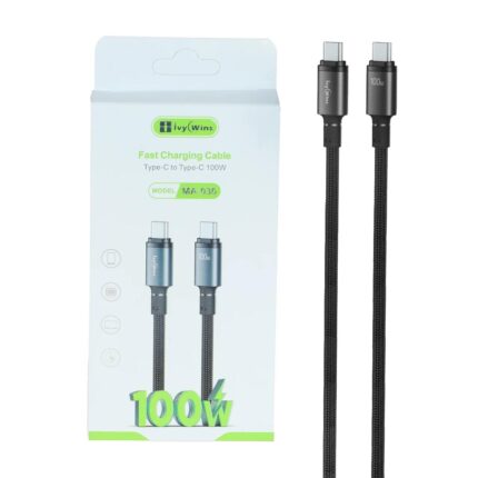 کابل شارژ فست ivy Wins Type-C To Type-C مدل MA-030 100W - مشکی (گارانتی 18 ماهه تعویض نیکان همراه)