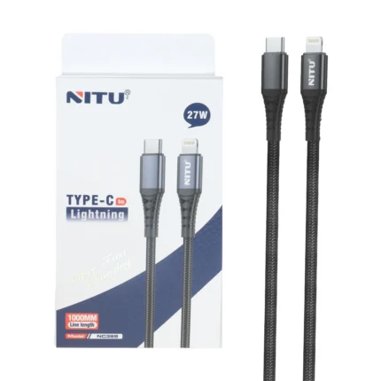 کابل شارژ فست Nitu Type-C To Lightning مدل NC389 27W - مشکی (گارانتی 12 ماهه تعویض نیکان همراه)