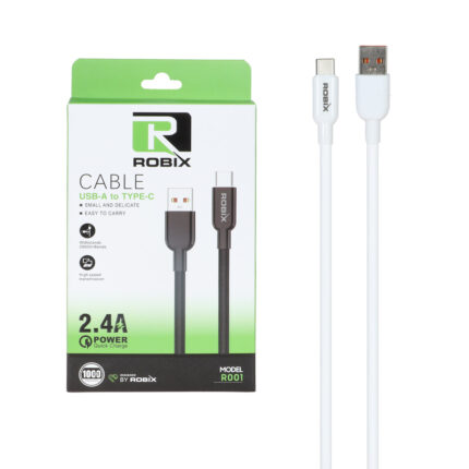 کابل شارژ فست ROBIX Type-C مدل R001 - سفید - MDM