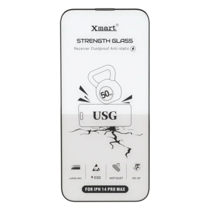 محافظ صفحه نمایش شیشه ای اورجینال Full Cover XMART Anti Static USG مدل Apple iPhone 14 pro max