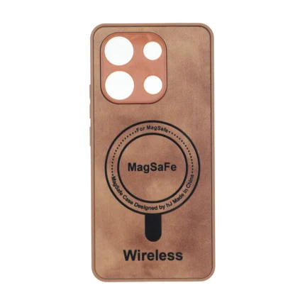 قاب Wireless طرح مگ سیف محافظ لنز برجسته Xiaomi Redmi Note 13 4G - عسلی