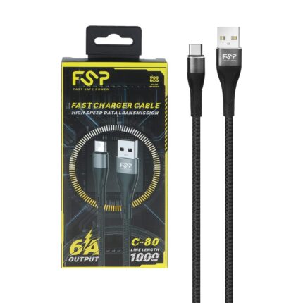 کابل شارژ فست FSP Type-C مدل C-80 - مشکی - BSA