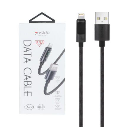 کابل شارژ 1.2 متری فست آیفون Yesido مدل CA122L 12W - مشکی (گارانتی 18 ماه تعویض نیکان همراه)