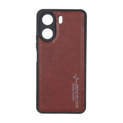 قاب طرح چرم AMG محافظ لنزدار Xiaomi Redmi 13C / Poco C65 - قهوه ای
