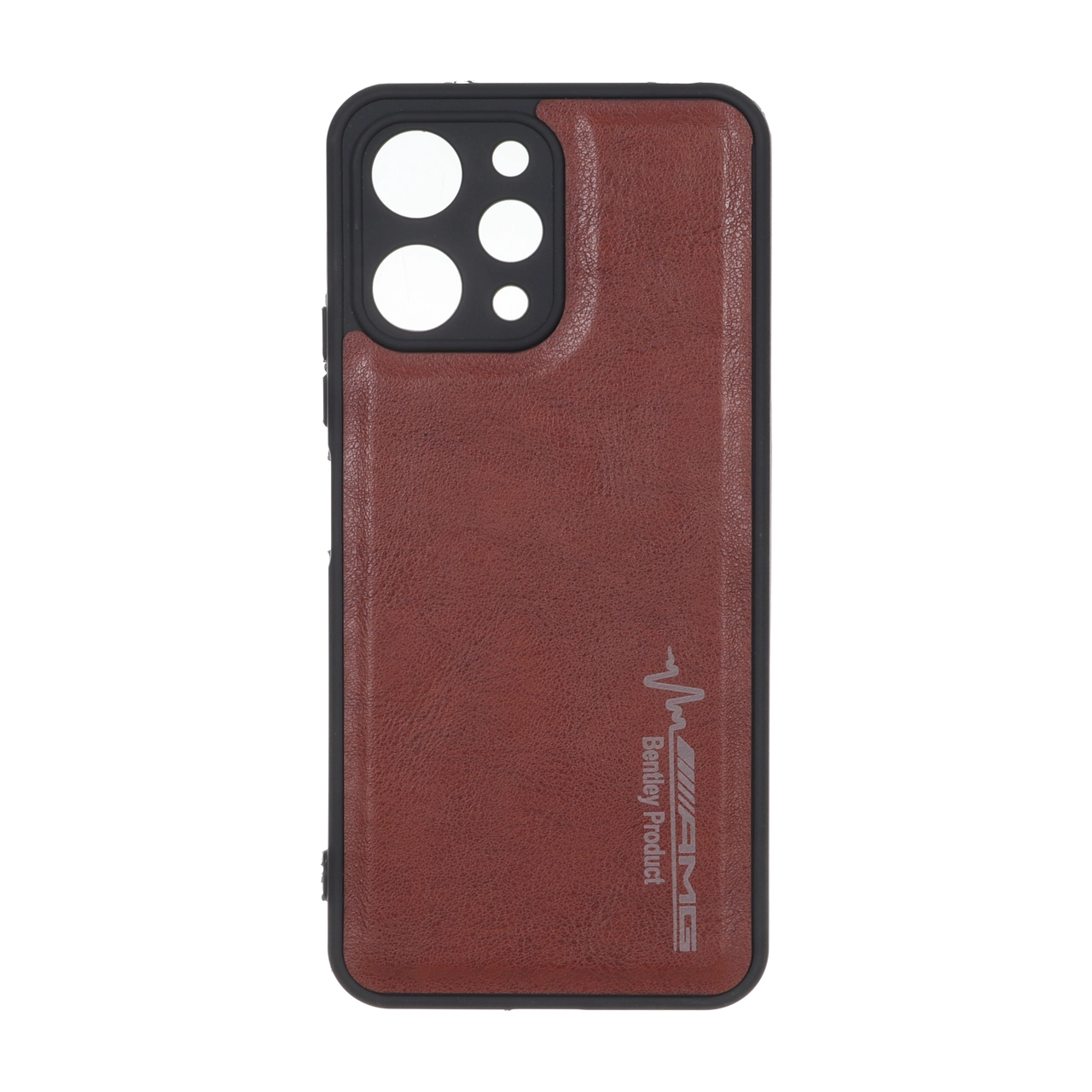 4580410 قاب طرح چرم AMG محافظ لنزدار Xiaomi Redmi 12 / Poco M6 Pro 5G - قهوه ای - تصویر 1