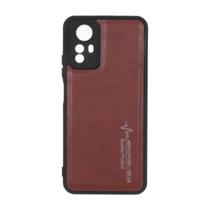 قاب طرح چرم AMG محافظ لنزدار Xiaomi Redmi Note 12S - قهوه ای