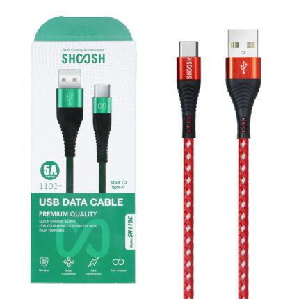 کابل شارژ کنفی 1.1 متری فست Shoosh Type-C مدل SH115C - قرمز سفید - SMO