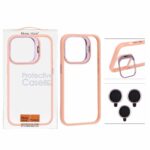 قاب BRACKET لنز آلومینیومی با ست محافظ لنز رینگی Apple iPhone 15 Pro - گلبهی (پک دار)