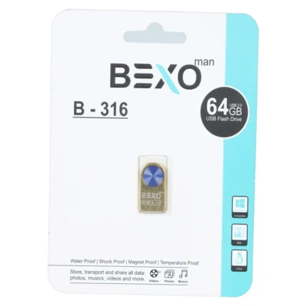 BEXO B-316 USB2.0 Flash Memory - 64GB (گارانتی داده پردازی آواتک) آبی طلایی