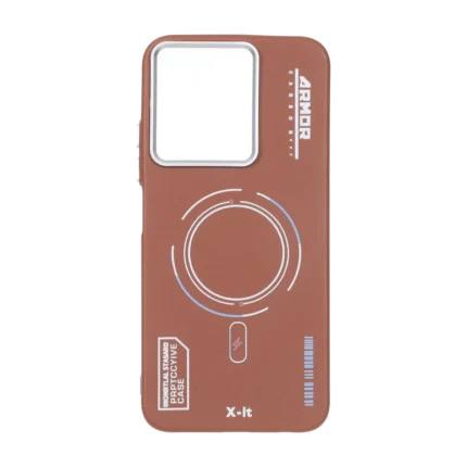 قاب Armor سوزنی لنز سیلور طرح مگ سیف Xiaomi Redmi 15C / Poco C85 - قهوه ای
