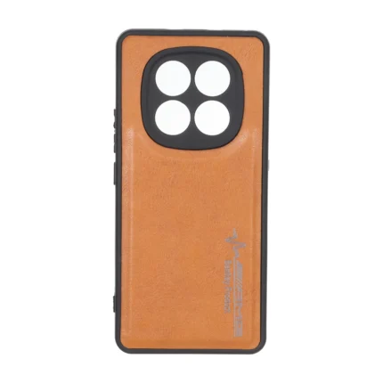 قاب طرح چرم AMG محافظ لنزدار Xiaomi Redmi Note 15 / Poco M8 5G - عسلی