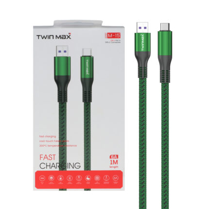 کابل شارژ فست TwinMax Type-C مدل M-15 - سبز - MMX