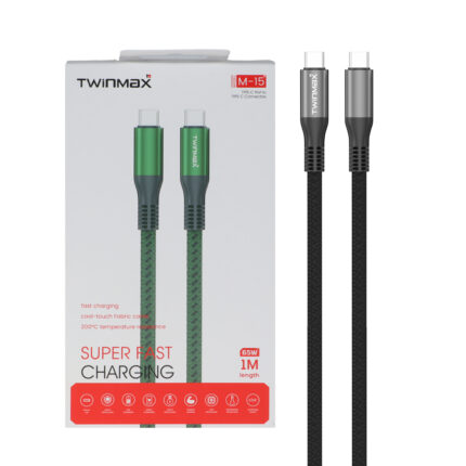 کابل شارژ فست TwinMax Type-C To Type-C مدل M-15 65W - خاکستری - MMX