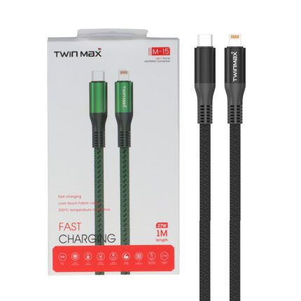 کابل شارژ فست TwinMax Type-C to Lightning مدل M-15 27W - مشکی - MMX