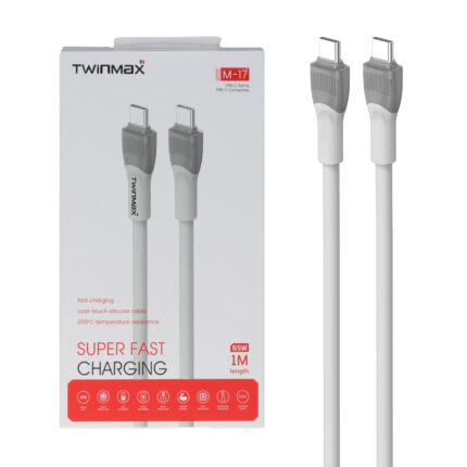کابل شارژ فست TwinMax Type-C to Type-C مدل M-17 65W - طوسی - MMX