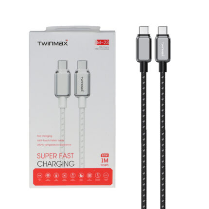 کابل شارژ فست TwinMax Type-C to Type-C مدل M-23 67W - مشکی - MMX