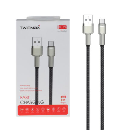 کابل شارژ فست TwinMax Type-C مدل M-24 - مشکی نقره ای - MMX