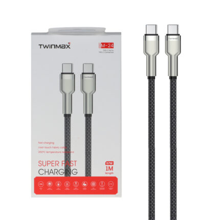 کابل شارژ فست TwinMax Type-C to Type-C مدل M-24 67W - مشکی نقره ای - MMX