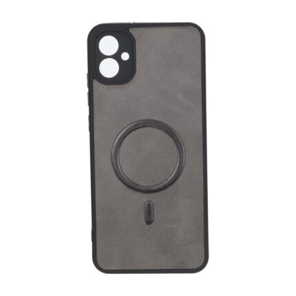 قاب چرمی طرح مگ سیف محافظ لنزدار Samsung Galaxy A04e / M04 / F04 - خاکستری