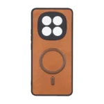 قاب چرمی طرح مگ سیف محافظ لنزدار Xiaomi Redmi Note 15 / Poco M8 5G - قهوه ای